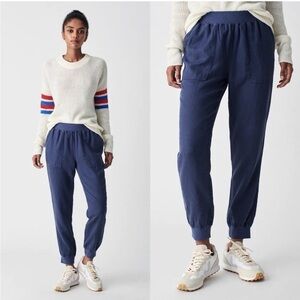 Faherty Brand Arlie Day Pants linen joggers blue lounge pull on elastic waist M